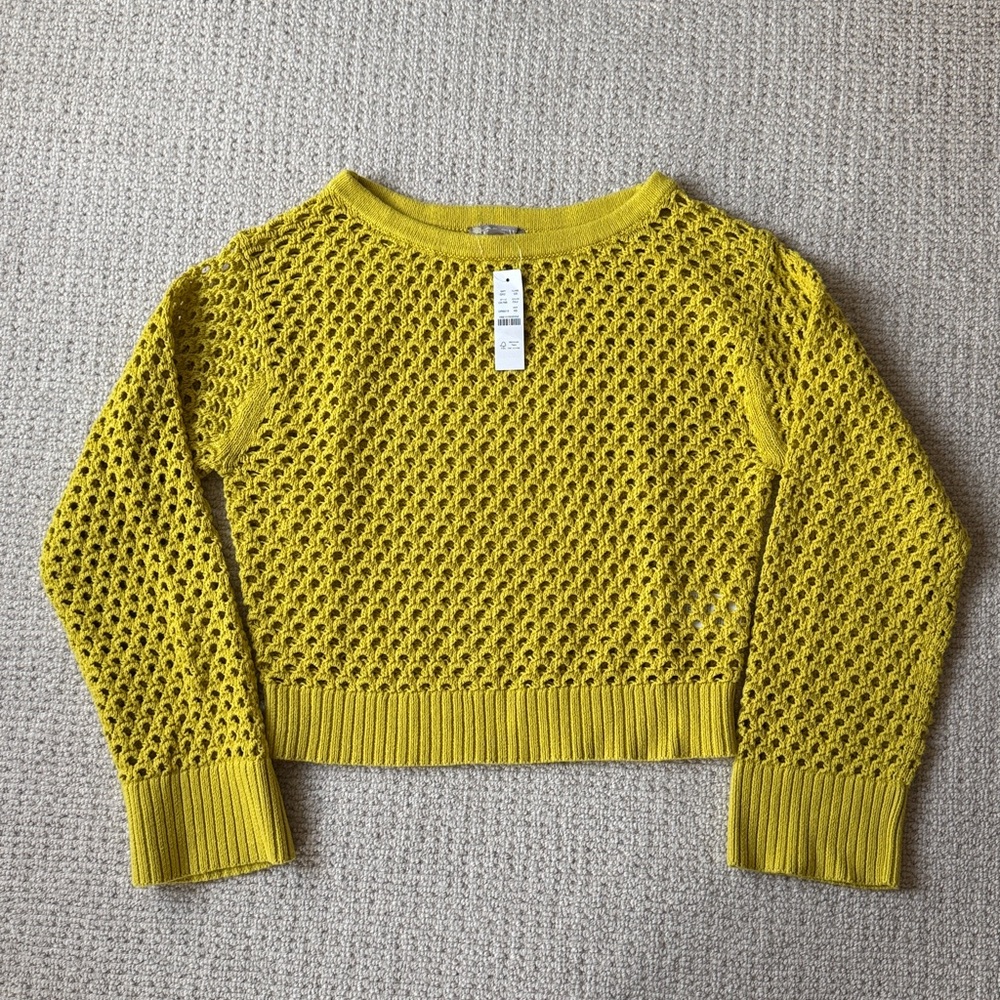 NWT! XS J. crew pointelle boatneck sweater in pressed avocado - Picture 5 of 7